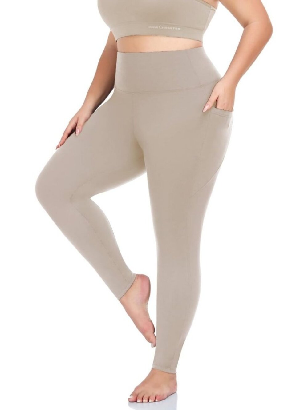 Plus Size Black Yoga Leggings with Pockets for Women XL-5XL, Comfortable